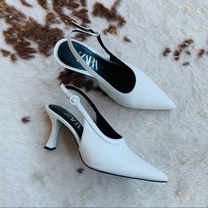 Zara - Sling-back Leather Heels